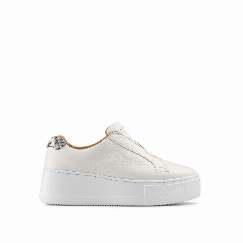 Russell & Bromley Park Up Womens Flatform Laceless Sneakers White |TKX6237WB|